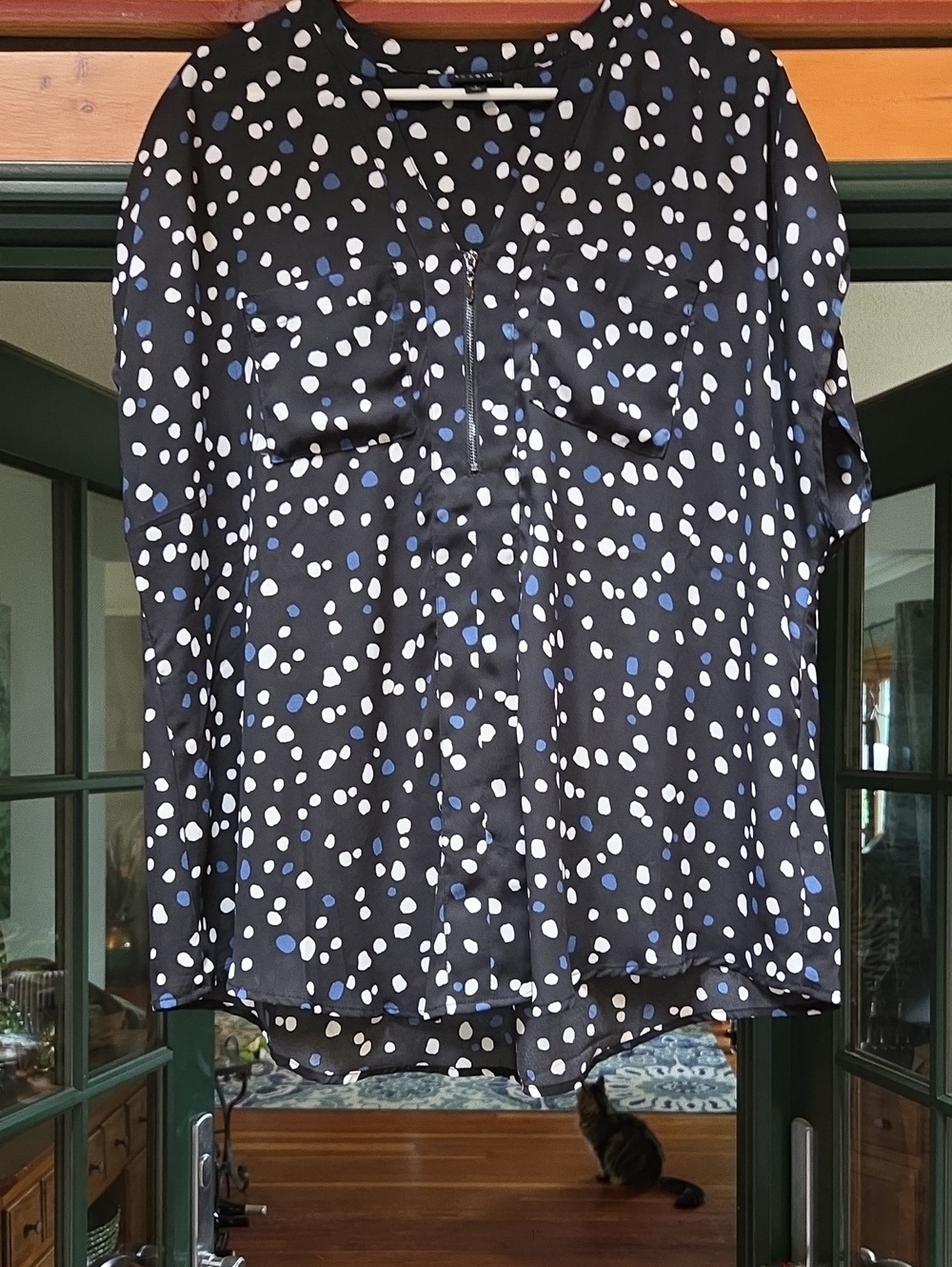 torrid Black Polka Dot Short-Sleeve Button Front Top